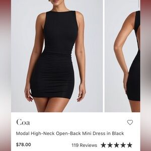 Coa Black Modal High-Neck Open-Back Mini Dress